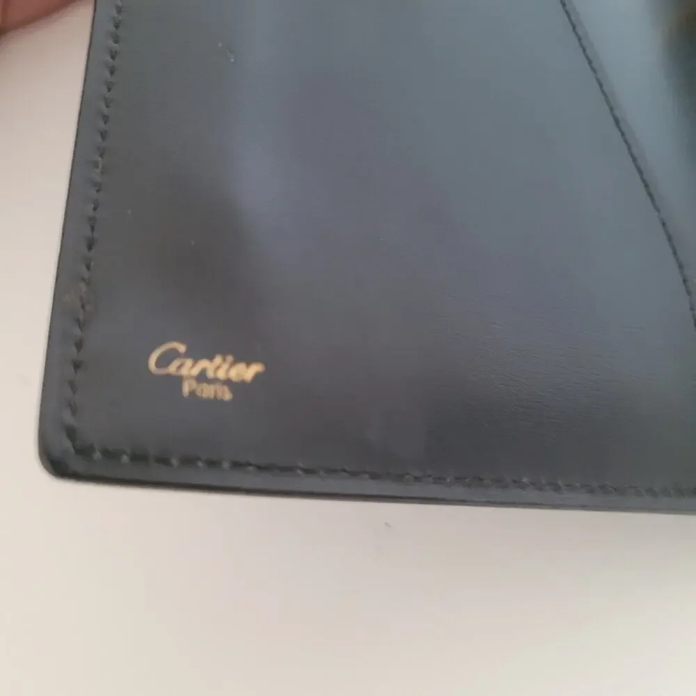 Cartier Black Leather Planner with Gold Panther Accent